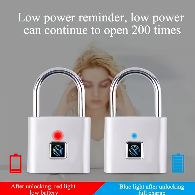 Compact Smart Fingerprint Padlock - Waterproof, Keyless Security, USB Rechargeable, Lightweight Aluminum - Ideal for Luggage, Suitcases & Backpacks Hinoki Milano