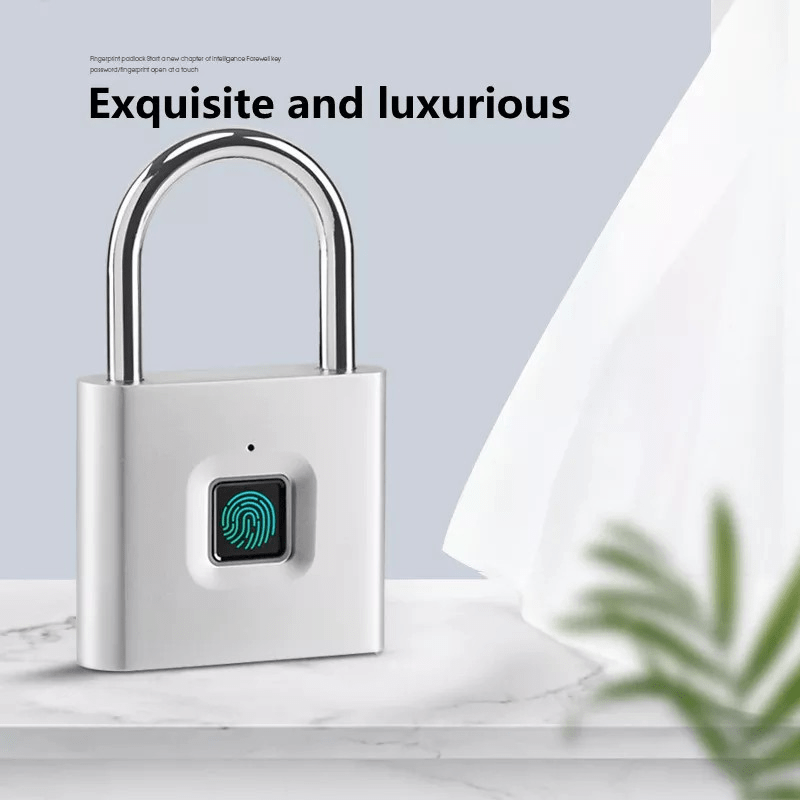 Compact Smart Fingerprint Padlock - Waterproof, Keyless Security, USB Rechargeable, Lightweight Aluminum - Ideal for Luggage, Suitcases & Backpacks Hinoki Milano