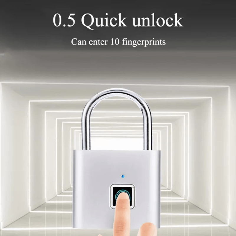 Compact Smart Fingerprint Padlock - Waterproof, Keyless Security, USB Rechargeable, Lightweight Aluminum - Ideal for Luggage, Suitcases & Backpacks Hinoki Milano