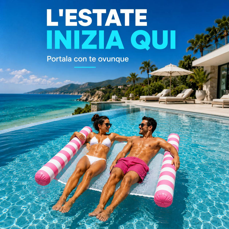 Amaca Gonfiabile Galleggiante 2 Posti per Mare e Piscina con Rete Traspirante – Materassino Relax Pieghevole per Adulti Klondo