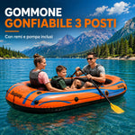 Gommone Gonfiabile 3 Posti con Remi e Pompa Inclusi – Barca Gonfiabile per Mare, Lago e Tempo Libero, Portata fino a 200 kg Klondo