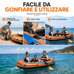 Gommone Gonfiabile 3 Posti con Remi e Pompa Inclusi – Barca Gonfiabile per Mare, Lago e Tempo Libero, Portata fino a 200 kg Klondo
