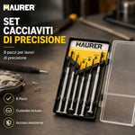 Set Cacciaviti di Precisione Maurer 6 Pezzi – Kit per Orologi, Elettronica, Smartphone e Piccole Riparazioni con Custodia Klondo