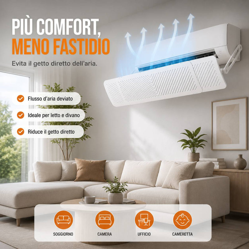 Deflettore Universale per Condizionatore Regolabile, Devia Flusso Aria, Installazione Senza Fori, Angolo Regolabile fino a 180°, Compatibile con la Maggior Parte dei Climatizzatori Klondo