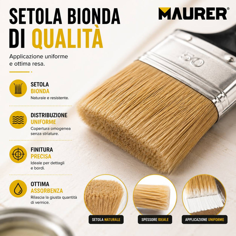 Set 3 Pennellesse Maurer 20-30-50 mm per Verniciatura Klondo