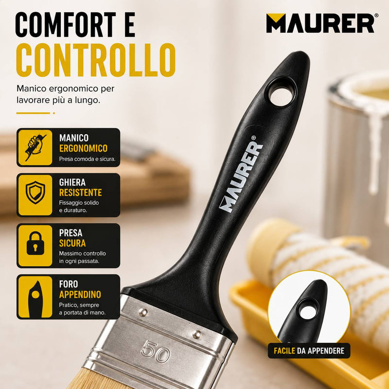 Set 3 Pennellesse Maurer 20-30-50 mm per Verniciatura Klondo
