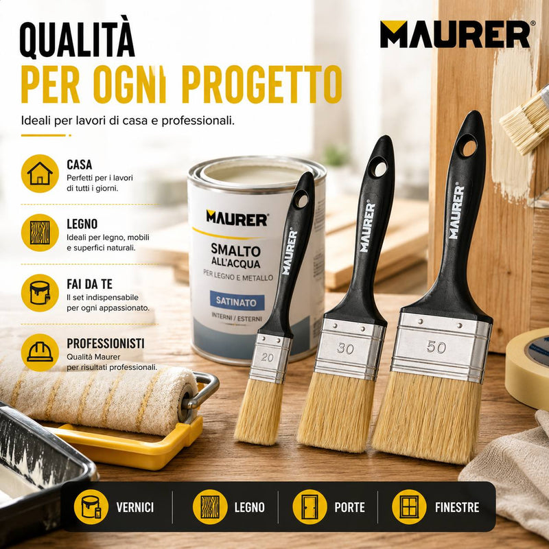 Set 3 Pennellesse Maurer 20-30-50 mm per Verniciatura Klondo