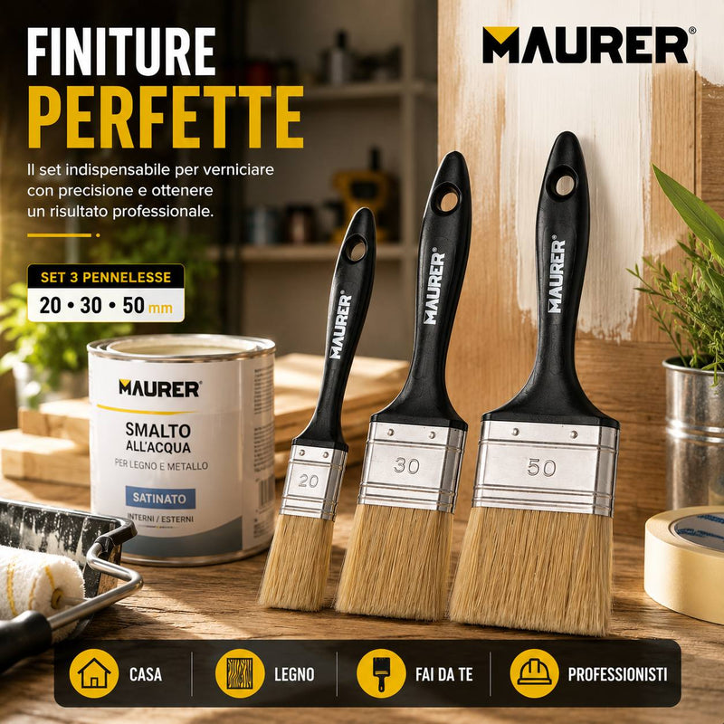 Set 3 Pennellesse Maurer 20-30-50 mm per Verniciatura Klondo