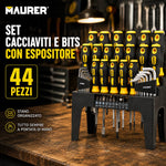 Set Cacciaviti Maurer 44 Pezzi con Espositore - Impugnatura Bicomponente, Punta Magnetica Maurer