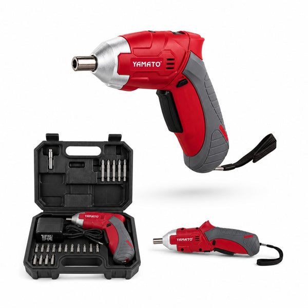 Avvitatore a Batteria Yamato 3,6V Reversibile con Impugnatura Orientabile a 2 Posizioni, Valigetta con 24 Inserti Yamato