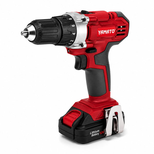 Trapano Avvitatore a Batteria 12V Yamato, Batteria al Litio, 20 Nm, 2 Velocità, Mandrino Autoserrante 10 mm, Reversibile Klondo