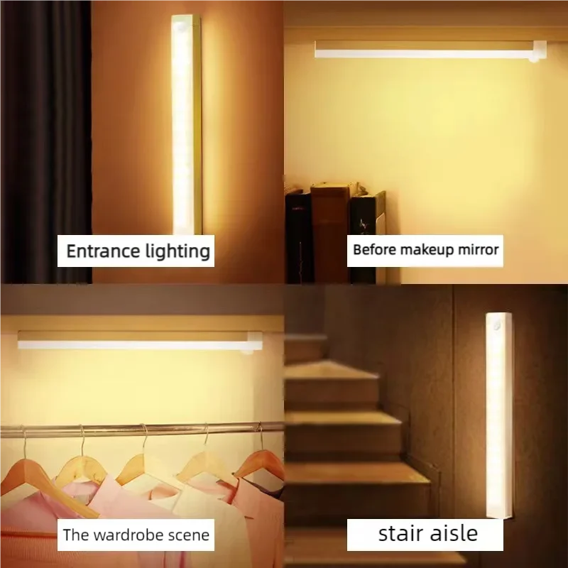 Wireless Rechargeable LED Night Lights Motion Sensor Lights Closet Kitchen Night Lights Bedroom Sensor Light Cabinet Stair Light Hinoki Milano
