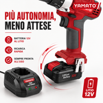 Trapano Avvitatore a Batteria 12V Yamato, Batteria al Litio, 20 Nm, 2 Velocità, Mandrino Autoserrante 10 mm, Reversibile Klondo