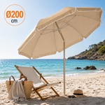 Ombrellone da Spiaggia 200 cm con Palo Inclinabile, 8 Stecche Resistenti, Struttura in Acciaio Klondo