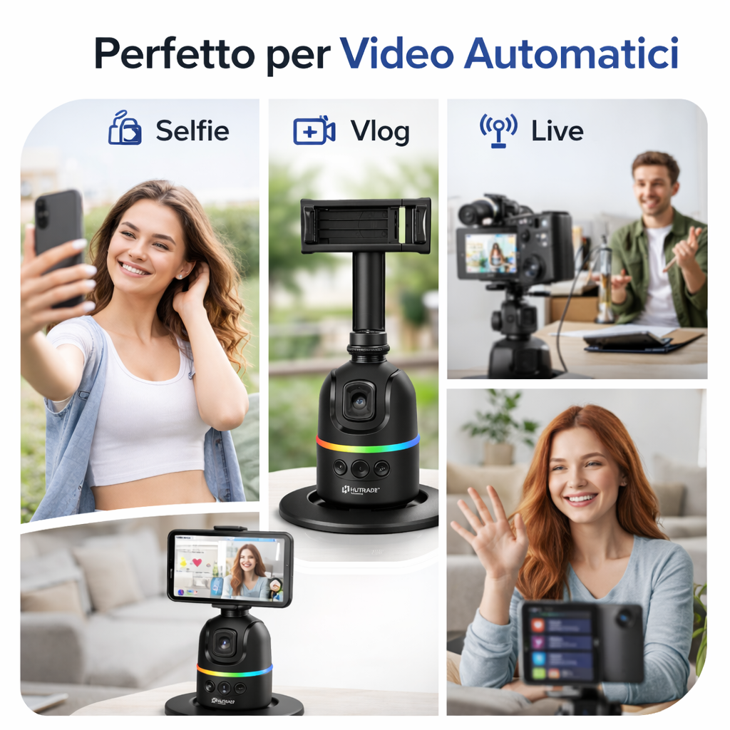 Gimbal Auto Tracking S3 360° – Stabilizzatore Intelligente per Video, TikTok e Creator Klondo