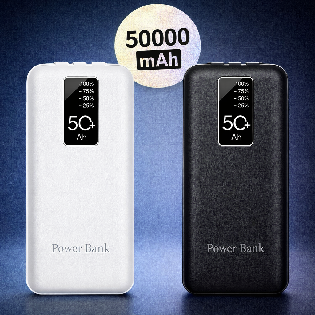 Power Bank Smart 50000mAh – Ricarica Rapida con Cavi Integrati e Display Digitale Klondo
