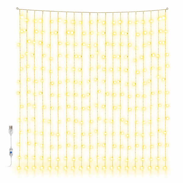Tenda Luminosa 3x3 Led Luce Calda Natalizia Klondo