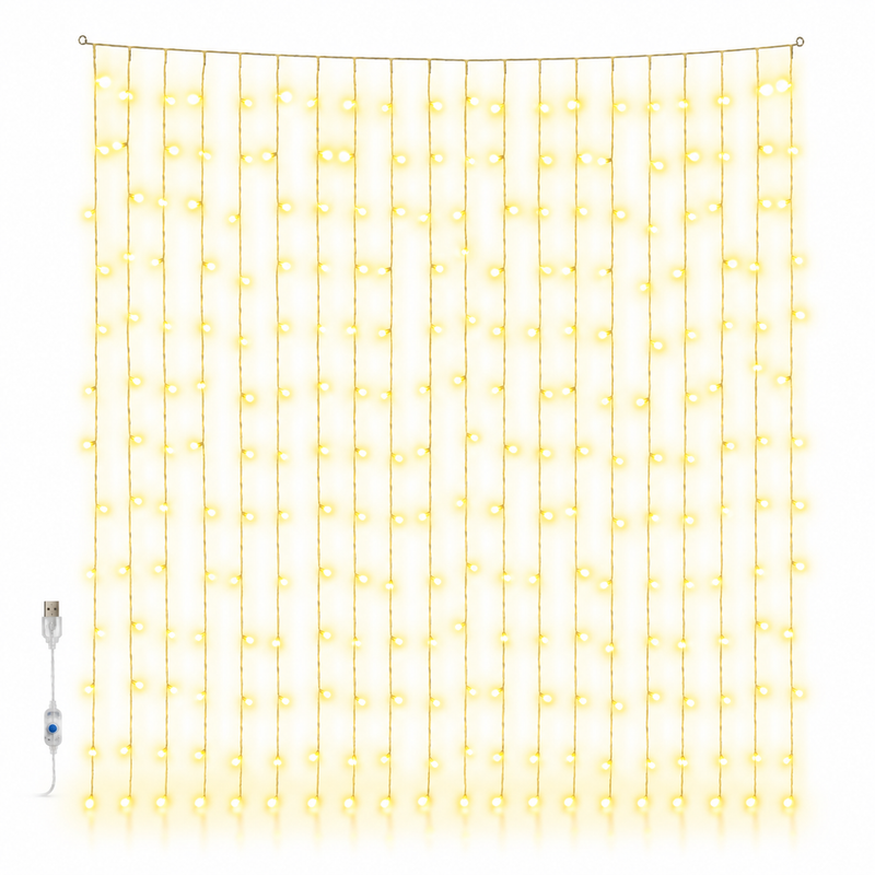 Tenda Luminosa 3x3 Led Luce Calda Natalizia Klondo