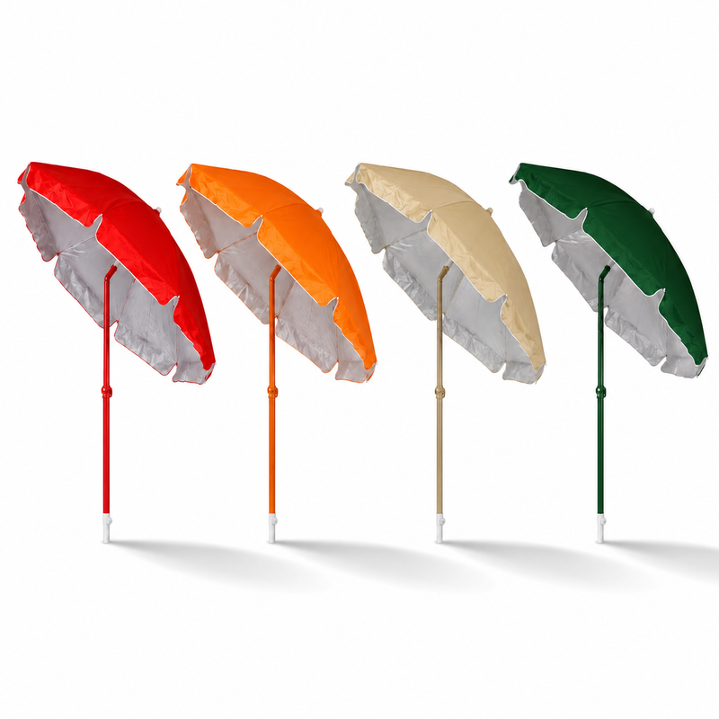 Ombrellone Mare 180 cm Inclinabile con Snodo – Palo in Acciaio – 4 Colori Disponibili – Rosso, Arancione, Beige, Verde Klondo