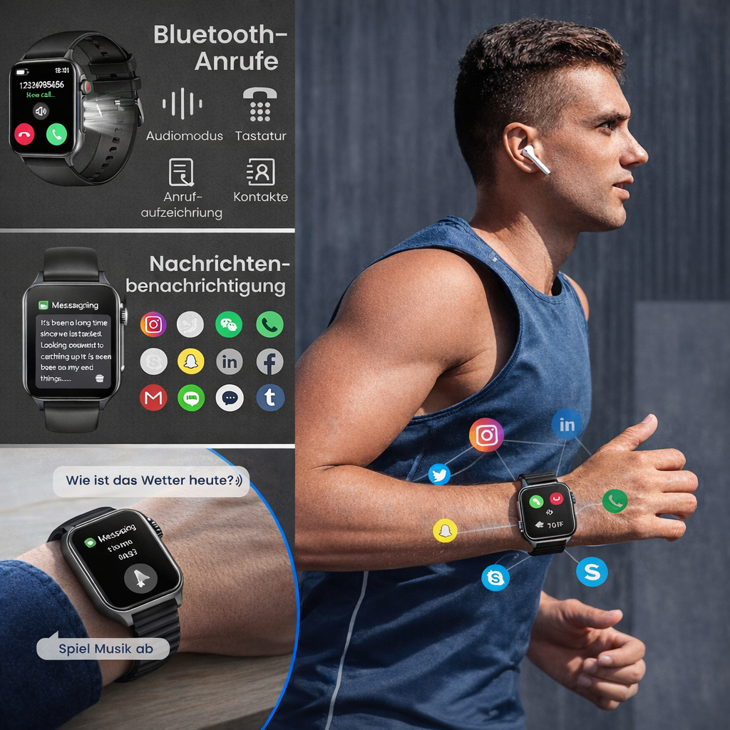 SMARTWATCH INTELLIGENTE DI ULTIMA GENERAZIONE: CHIAMI, INVI MESSAGGI, RESTI CONNESSO AI SOCIAL E TIENI SOTTO CONTROLLO LA TUA SALUTE… TUTTO SENZA BISOGNO DEL CELLULARE! Klondo