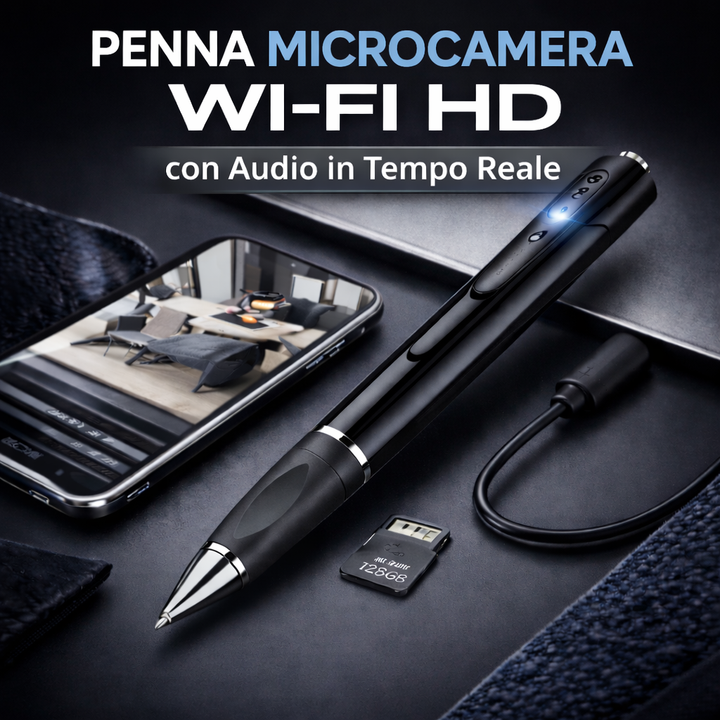 Penna Microcamera WiFi HD con Audio in Tempo Reale – Videoregistrazione 1080p con App e Memoria fino 128GB Klondo