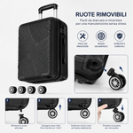Trolley Rigido da Cabina 50x38x23 cm, Bagaglio a Mano, 4 Ruote Rimovibili 360°, Serratura a Combinazione Klondo