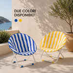 Poltrona Moon Pieghevole con Cuscino Imbottito, Sedia Relax da Giardino e Interno, Design Moderno, Blu o Giallo Klondo