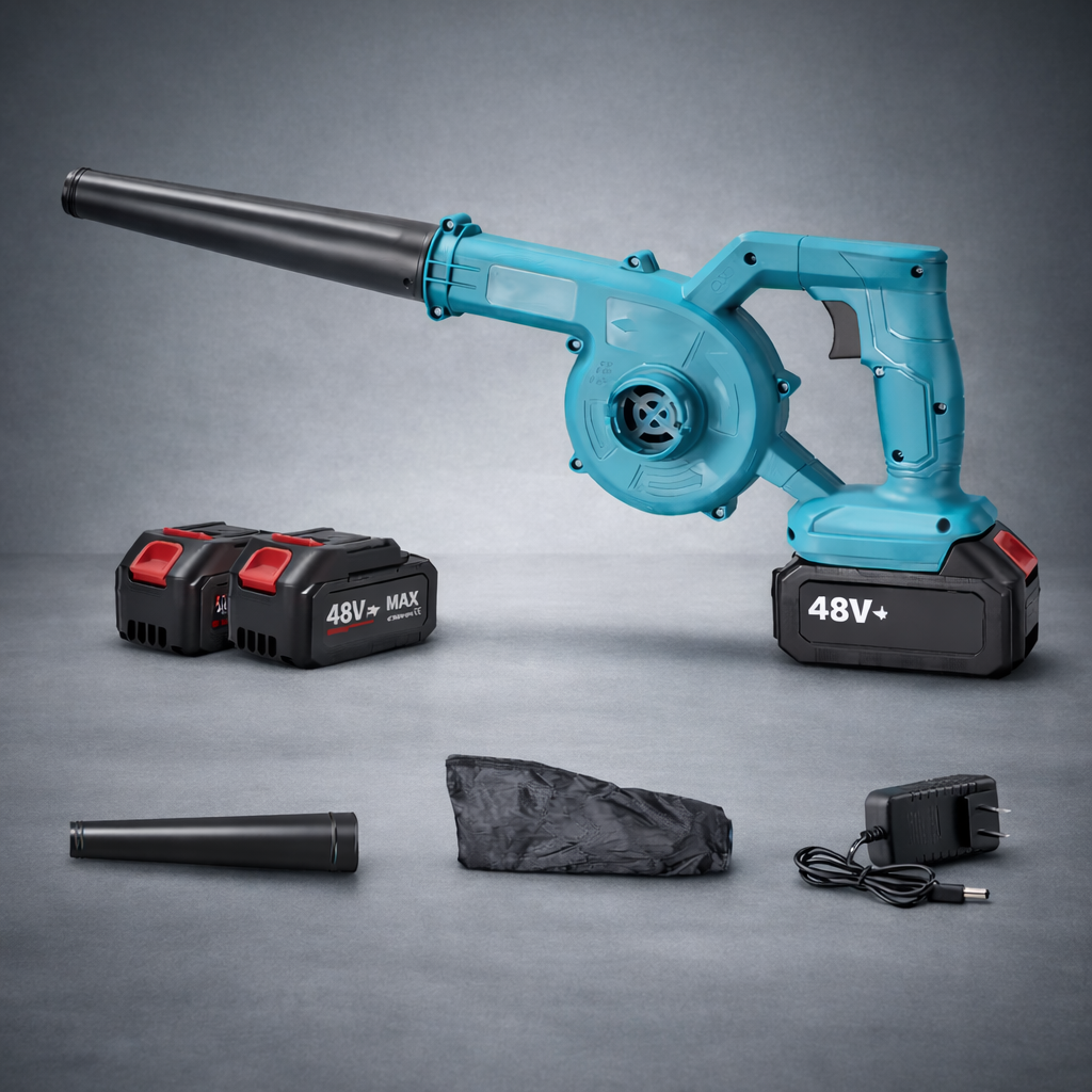 Soffiatore Elettrico Portatile 48V con 2 Batterie – Potente, Senza Fili, Multiuso Klondo