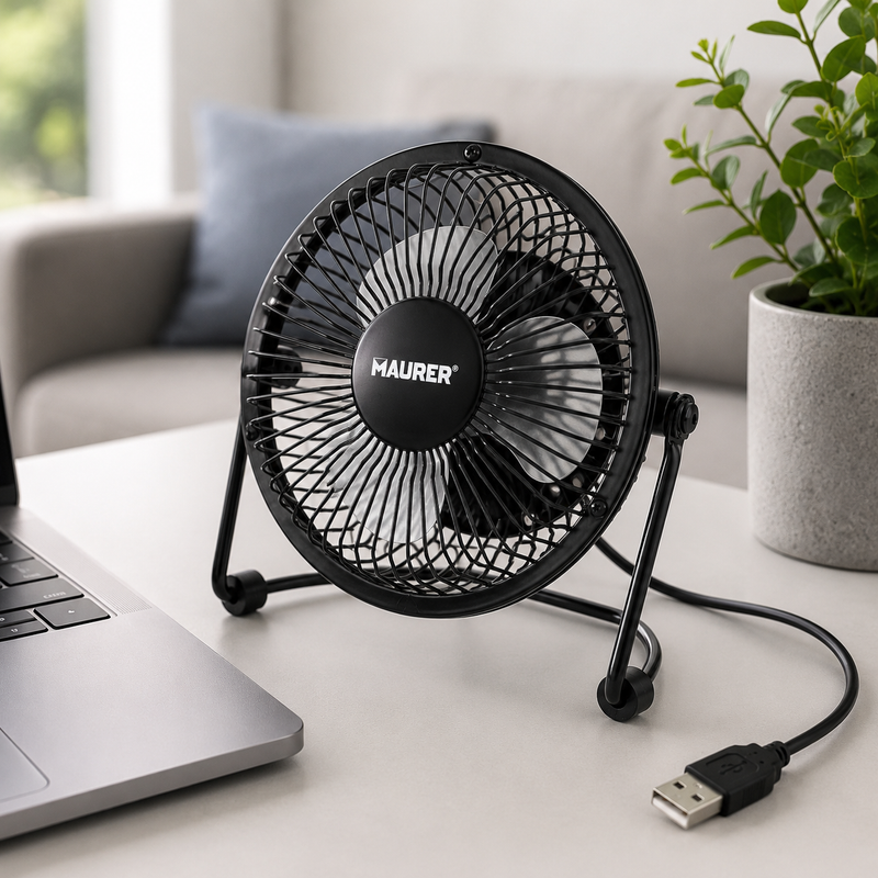 Ventilatore da Tavolo USB Maurer BEC 10 cm – Compatto, Silenzioso e Orientabile Klondo