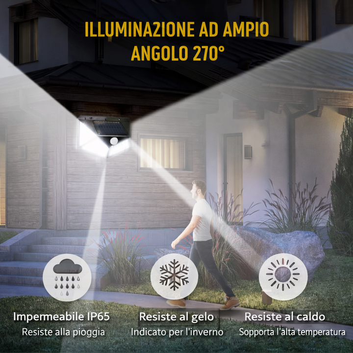 Faretto Solare LED con Sensore di Movimento – Luce Bianca Potente da Esterno Klondo