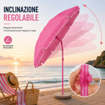 Ombrellone da Spiaggia Ø200 cm Pieghevole e Regolabile con Palo in Acciaio, 8 Stecche Resistenti, Completo di Sacca Klondo