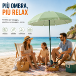 Ombrellone da Spiaggia Ø200 cm Pieghevole e Regolabile con Palo in Acciaio, 8 Stecche Resistenti, Completo di Sacca Klondo