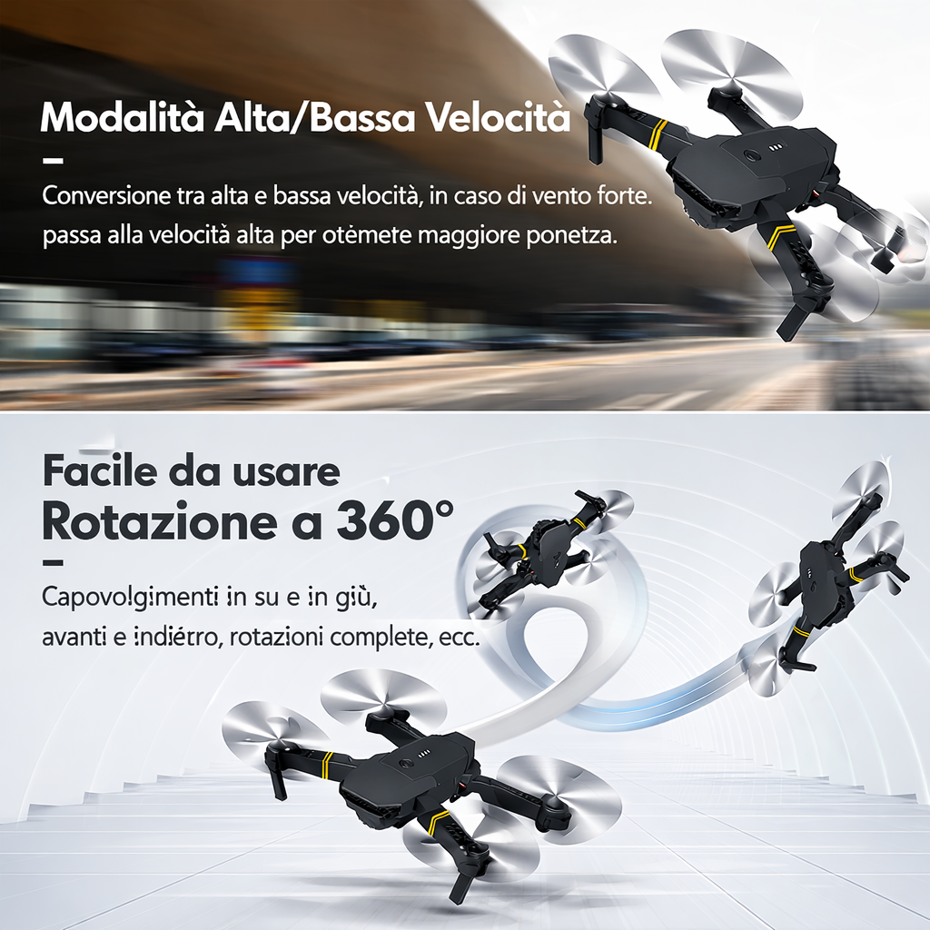 Drone Pieghevole Acrobatico – Resistente agli Urti – Telecamera Full HD 1080P Klondo