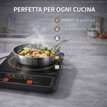Piastra a Induzione Portatile 2000W – Con Controllo Touch e 5 Modalità di Cottura Klondo