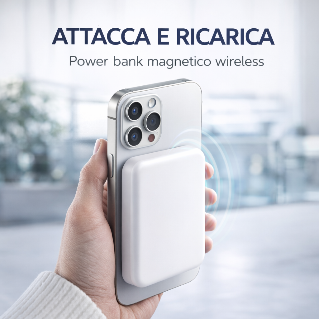 Power Bank Magnetico 20000mAh Wireless – Ricarica Rapida per iPhone e Smartphone Klondo