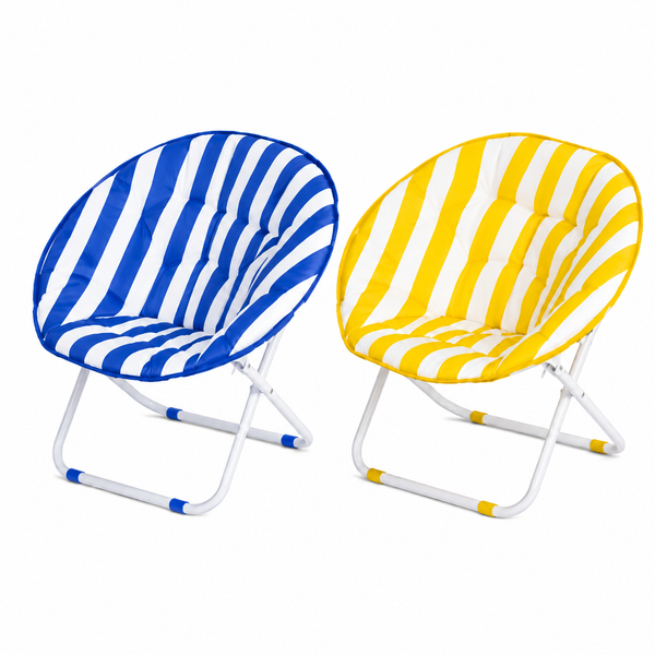 Poltrona Moon Pieghevole con Cuscino Imbottito, Sedia Relax da Giardino e Interno, Design Moderno, Blu o Giallo Klondo