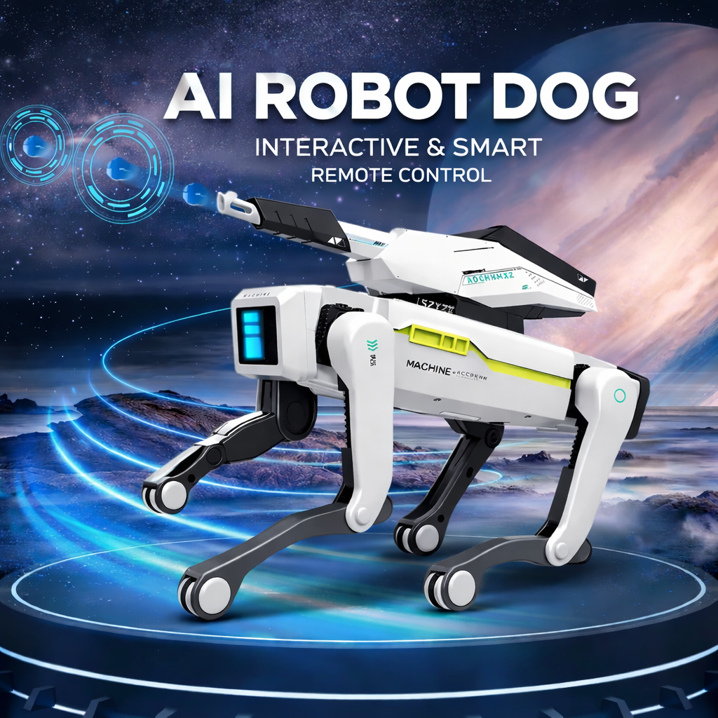 Robot Cane Mecha AI – Giocattolo Interattivo con Musica e Funzione Spruzzo Klondo