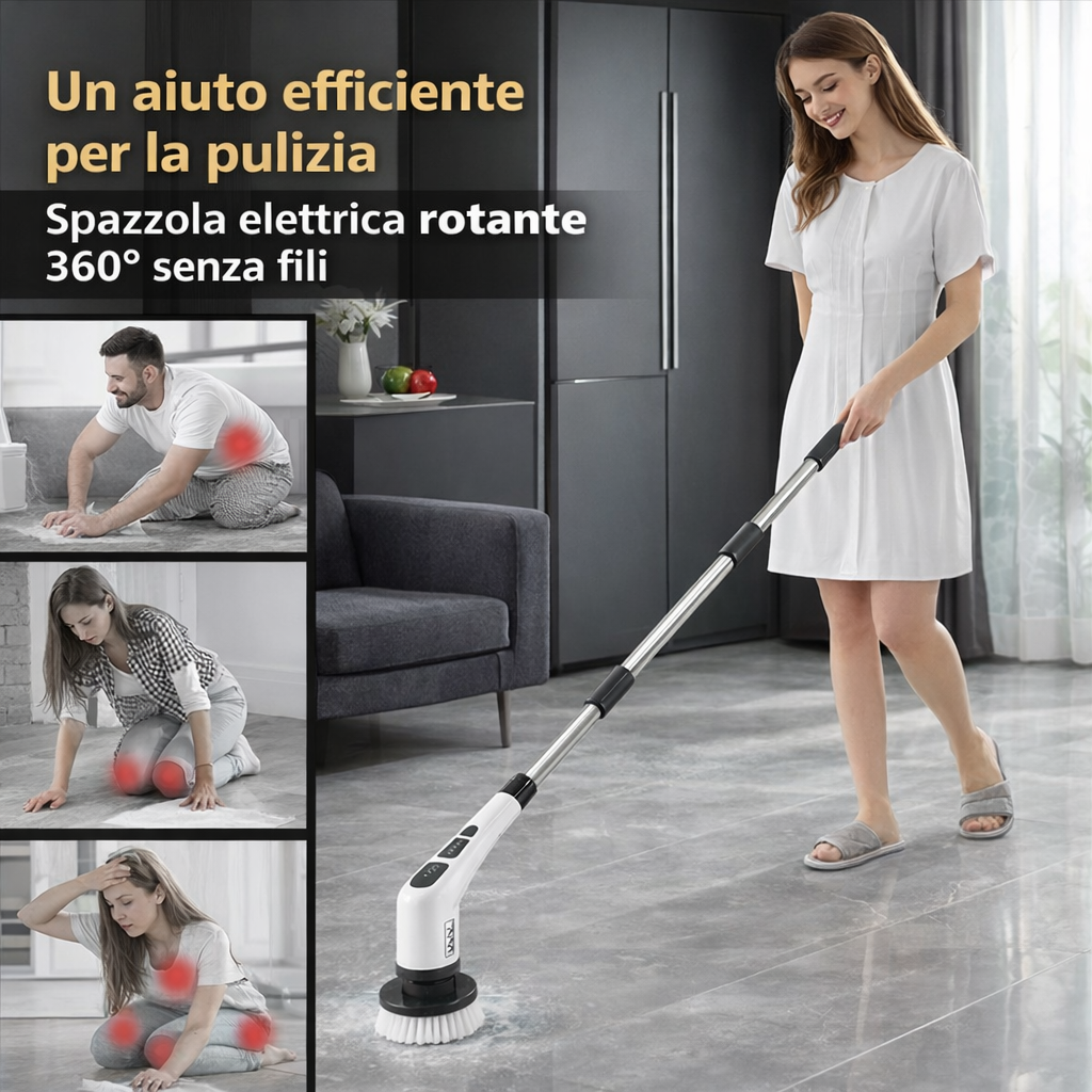 Spazzola Elettrica Rotante 9-in-1 Senza Fili – Pulizia Profonda Senza Sforzo Klondo