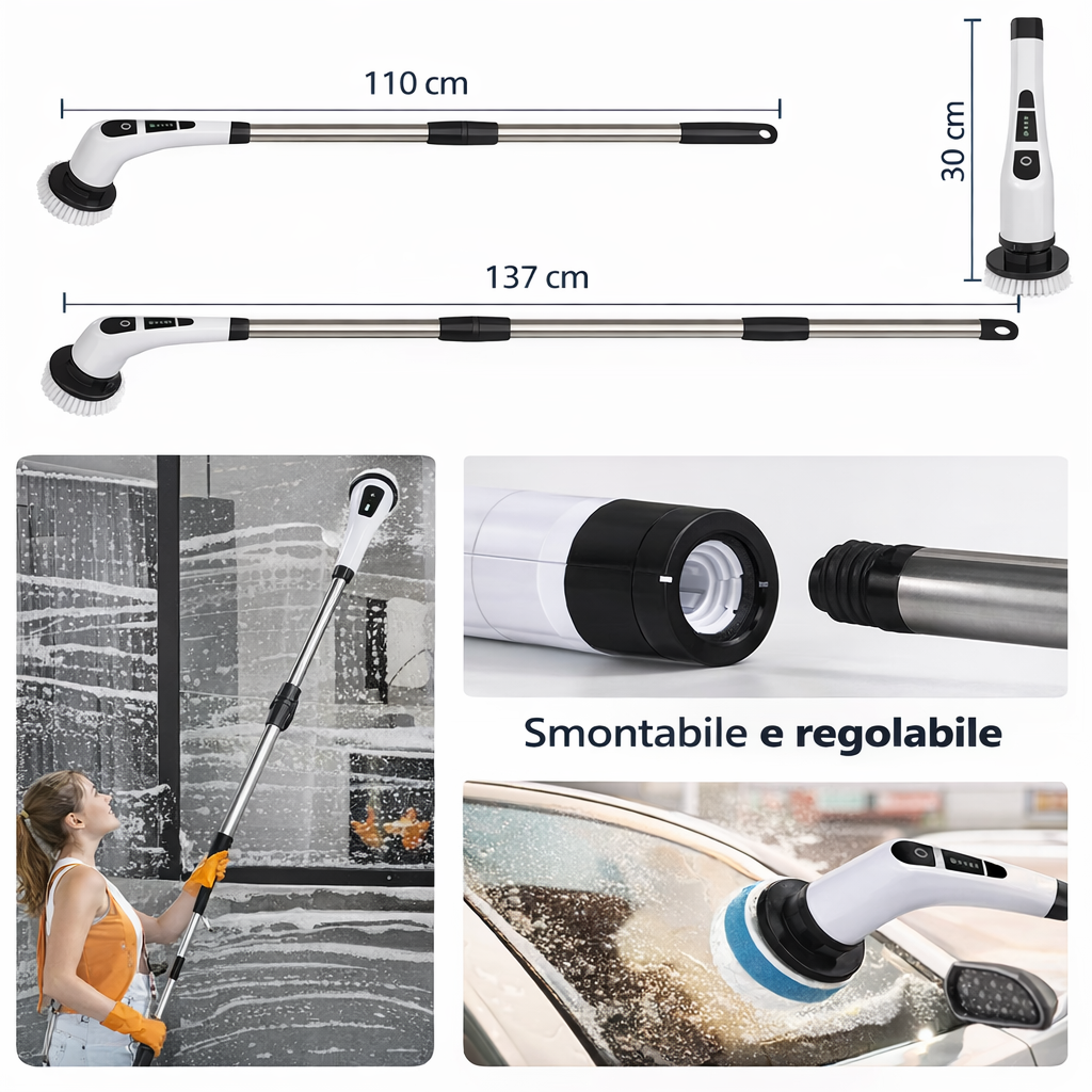 Spazzola Elettrica Rotante 9-in-1 Senza Fili – Pulizia Profonda Senza Sforzo Klondo