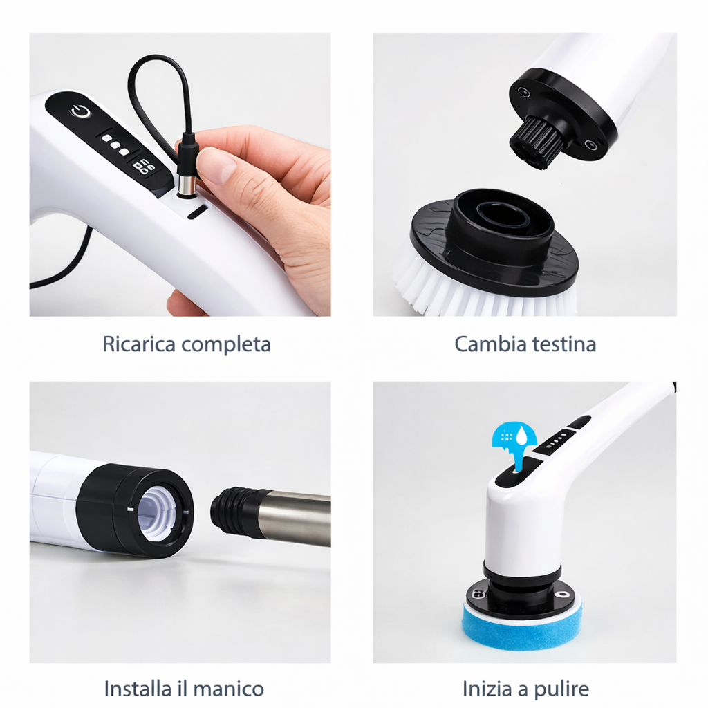 Spazzola Elettrica Rotante 9-in-1 Senza Fili – Pulizia Profonda Senza Sforzo Klondo