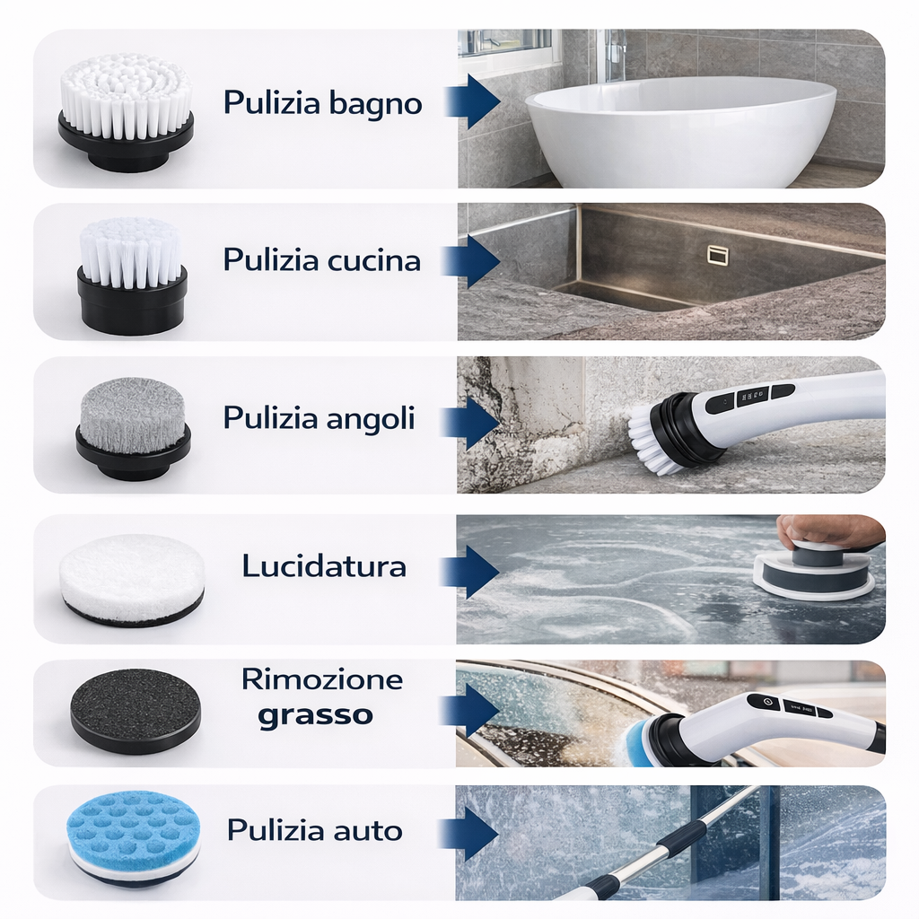 Spazzola Elettrica Rotante 9-in-1 Senza Fili – Pulizia Profonda Senza Sforzo Klondo