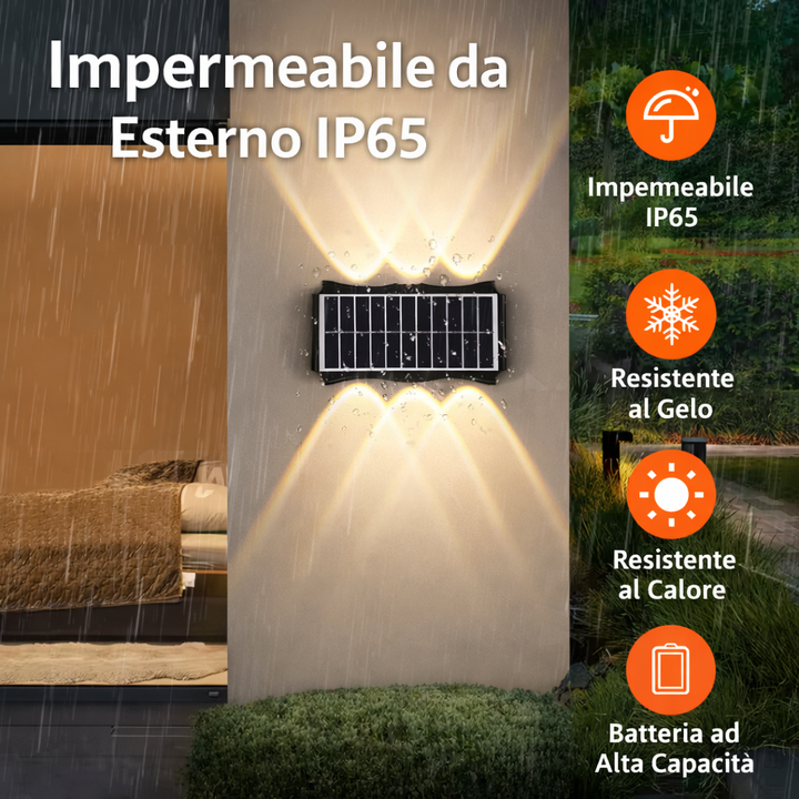 Lampada Solare da Parete Effetto luce Architetturale – con Sensore di Movimento Klondo