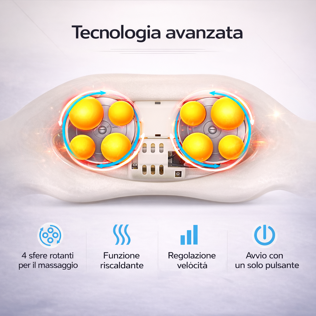Massaggiatore Cervicale Shiatsu Pro con Calore – Relax Profondo per Collo, Spalle e Schiena Klondo