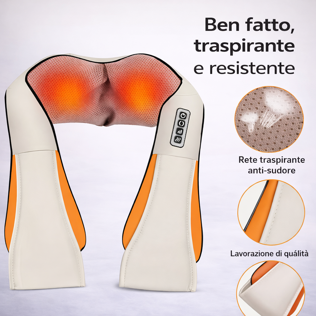 Massaggiatore Cervicale Shiatsu Pro con Calore – Relax Profondo per Collo, Spalle e Schiena Klondo