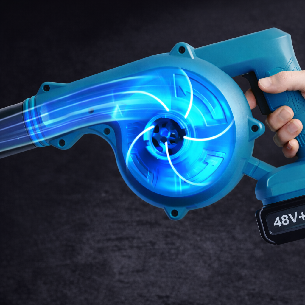 Soffiatore Elettrico Portatile 48V con 2 Batterie – Potente, Senza Fili, Multiuso Klondo