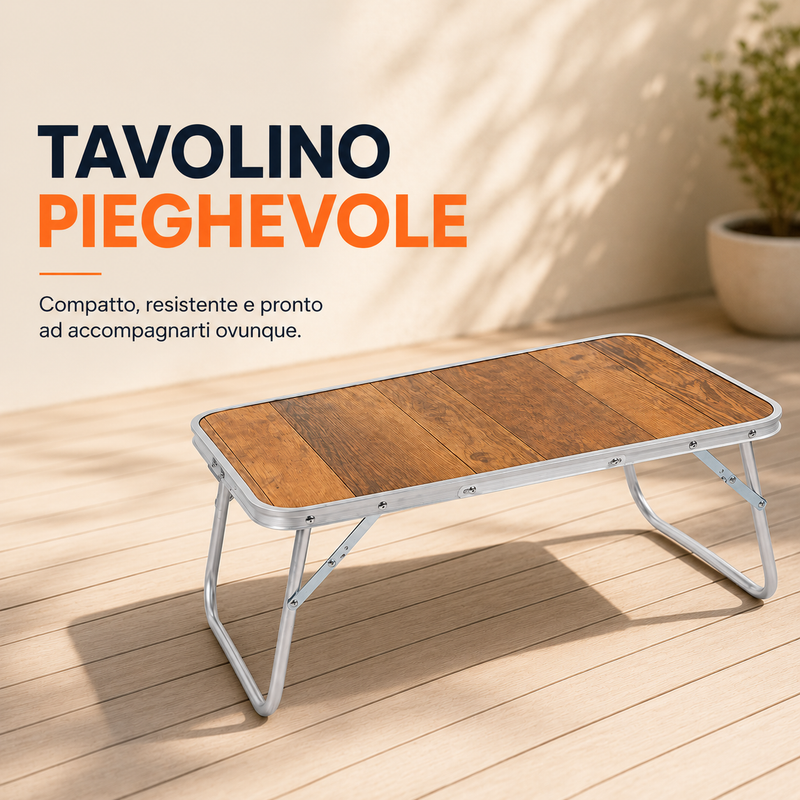 Tavolino Pieghevole da Campeggio 60 × 40 × 25,5 cm, Compatto e Resistente Klondo
