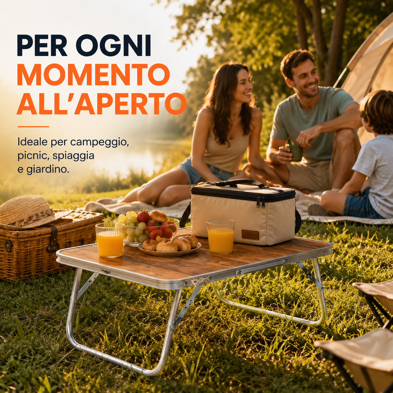 Tavolino Pieghevole da Campeggio 60 × 40 × 25,5 cm, Compatto e Resistente Klondo
