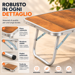 Tavolino Pieghevole da Campeggio 60 × 40 × 25,5 cm, Compatto e Resistente Klondo