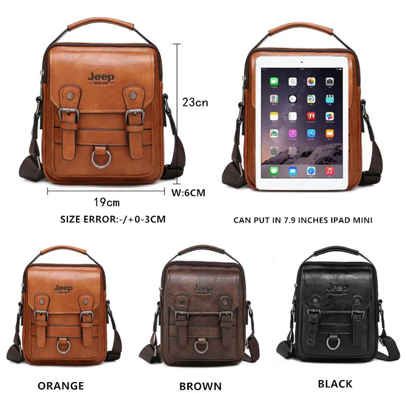 JEEP BULUO Multi-function Business Handbags Men New Man's Shoulder Bag Large Capacity Leather Messenger Bag Crossbody Big Brand Hinoki Milano