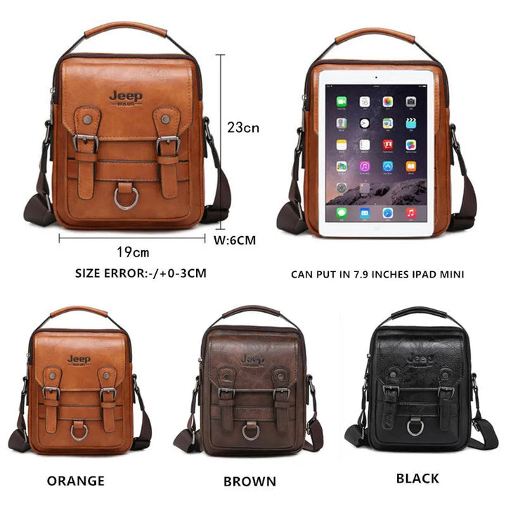 JEEP BULUO Multi-function Business Handbags Men New Man's Shoulder Bag Large Capacity Leather Messenger Bag Crossbody Big Brand Hinoki Milano